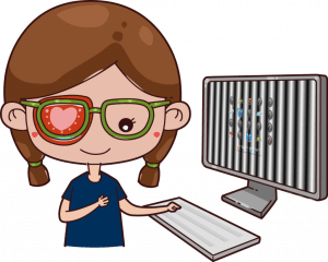 Kind mit Amblyopia und Caterna Sehschulung