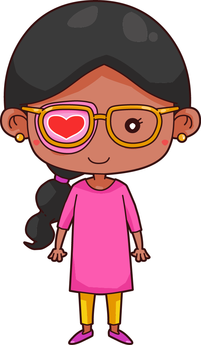 Indian girl with eyepatch and amblyopia